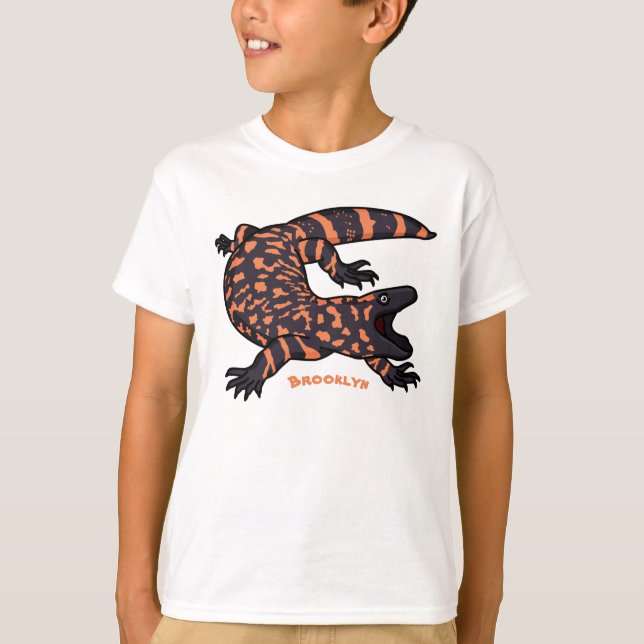 Hungry gila monster lizard cartoon illustration t shirt (Framsida)