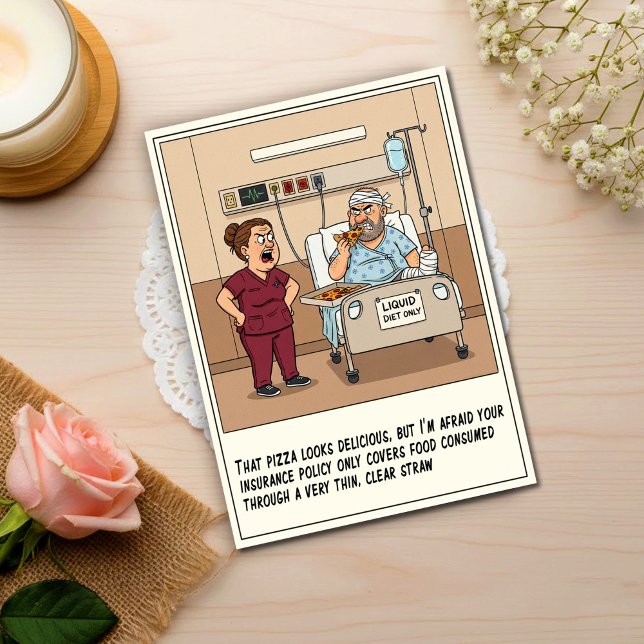 Hungry Patient Defies Liquid Diet Get Well Vykort (Skapare uppladdad)