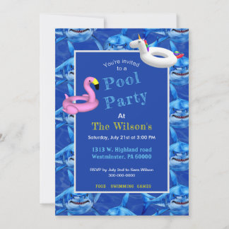 Hungry Shark Pool Party  Inbjudningar