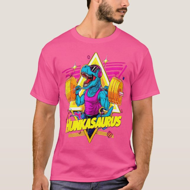 Hunkasaurus Gym Workout T-Rex Powerlift Bodybui T Shirt (Framsida)