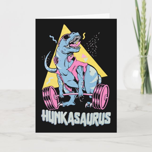 Hunkasaurus T Rex Dinosaur Rolig Gym Och Träning  Kort (Framsida)