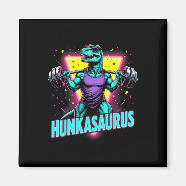 Hunkasaurus Weightlift Bodybuilding Gym Workout Magnet (Framsidan)