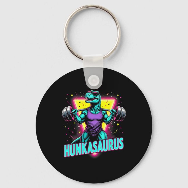 Hunkasaurus Weightlift Bodybuilding Gym Workout Nyckelring (Framsida)
