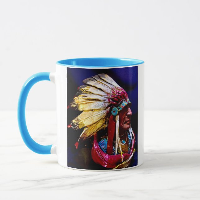 "Hunkpapa" hövding original konst Mugg (Vänster)