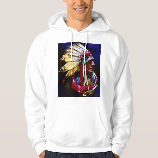 "Hunkpapa" Ursprunglig konst av infödinghövding Hoodie (Framsida)