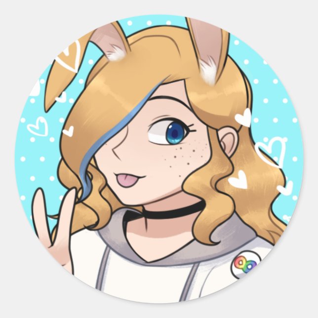 HunneBunn PFP Decal Runt Klistermärke (Framsida)