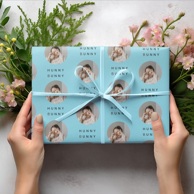 Hunny Bunny Photo Påsk Gult | Personlig Presentpapper (Skapare uppladdad)