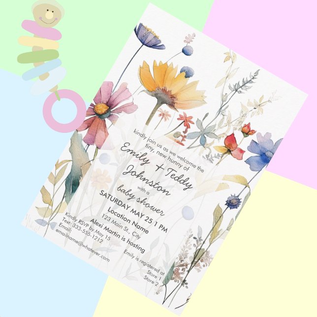 "Hunny" Wildblomme Kön Neutral Baby Shower Inbjudningar (Skapare uppladdad)