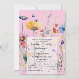 "Hunny" Wildblomme Pastel Rosa Girl Baby Shower Inbjudningar
