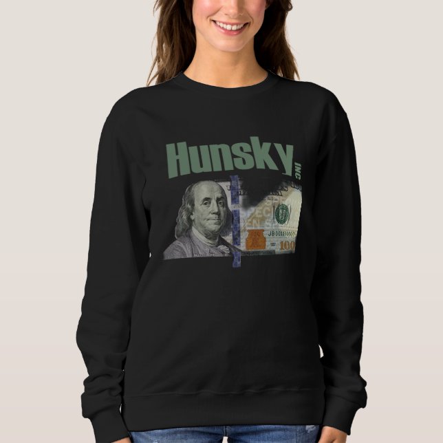 HUNSKY Money 100 Dollar Bill Graphic T Shirt (Framsida)