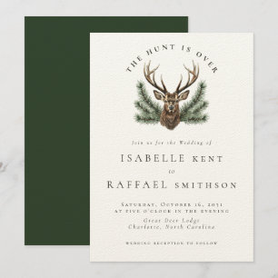Hunt är över Eleganten.. Hjort Stag Head Bröllop Inbjudningar