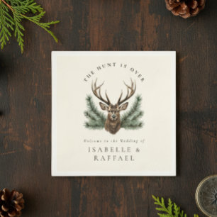 Hunt är över Eleganten.. Hjort Stag Head Bröllop Pappersservett
