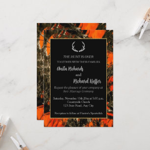 Hunt är över inbjudningen till Camouflage Wedding. Inbjudningar
