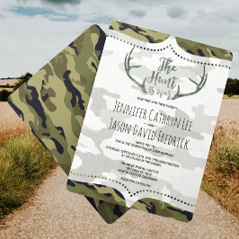 "Hunt är över" Rustic Antler Camo Bröllop Inbjudningar