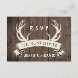 Hunt är Över Rustic Barnwood Bröllop OSA Kort