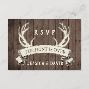 Hunt är Över Rustic Barnwood Bröllop OSA Kort
