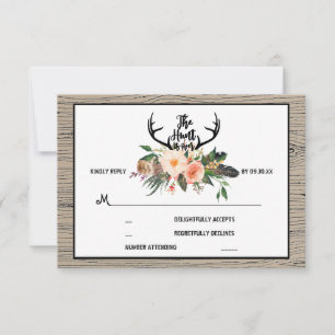 Hunt är Over Rustic Boho Blommigt Bröllop OSA Kort