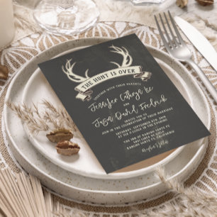 "Hunt är över" Rustic Chalkboard Bröllop Inbjudningar