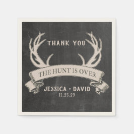 Hunt är över Rustic Chalkboard Bröllop Napkins Pappersservett