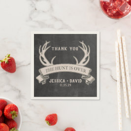 Hunt är över Rustic Chalkboard Bröllop Napkins Pappersservett