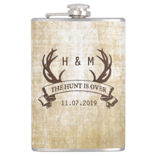 "Hunt är över" Rustic Personligt bröllp Gift Fickplunta