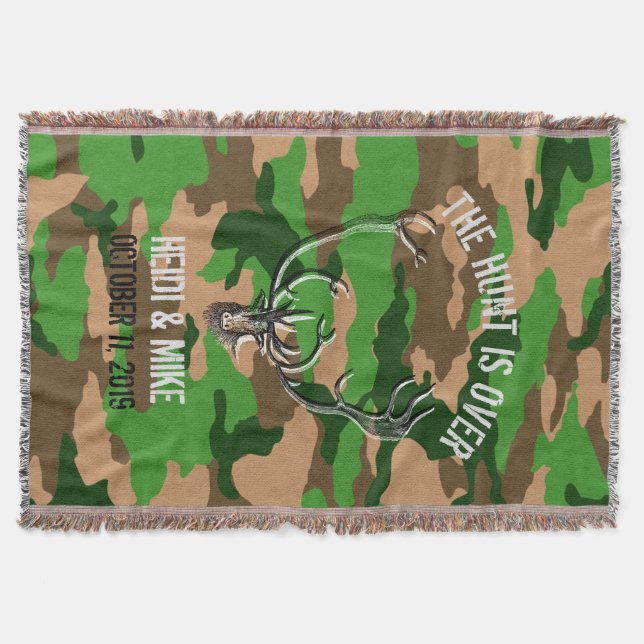 "Hunt är över" Rustic Personligt bröllp Gift Mysfilt (Framsidan)