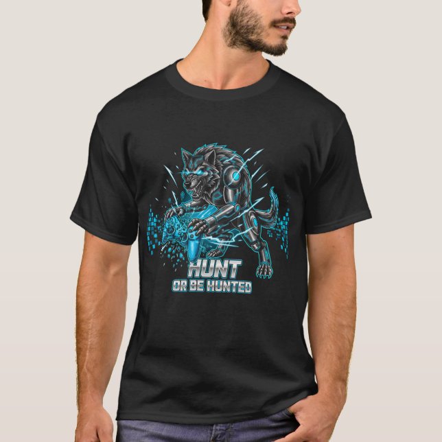 Hunt eller jagas Robotic Varg Gaming Shirt | Coola T (Framsida)