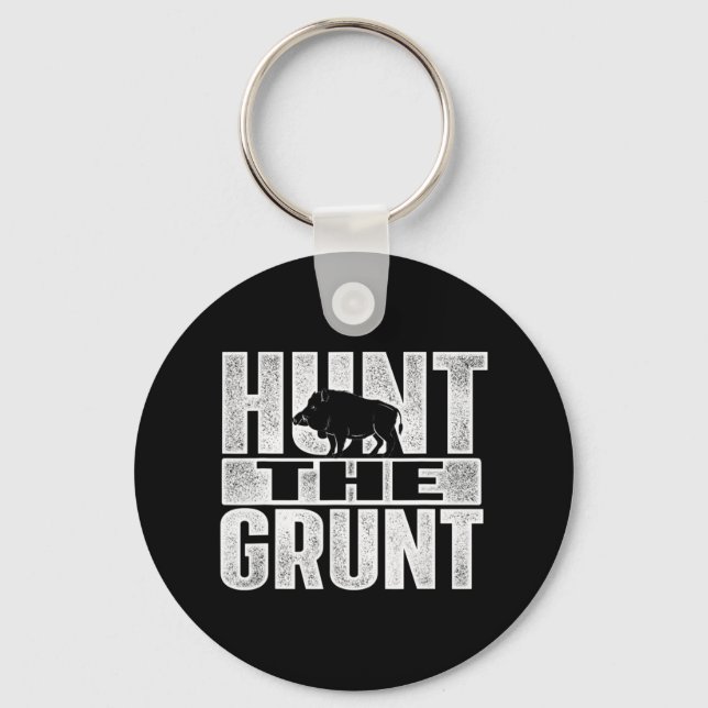Hunt Grunt Boar Hunting Vild Hog Hunter Nyckelring (Framsida)