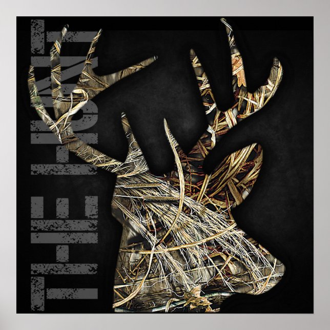 "Hunt"-Hjorten som jagar Camoflauge Antlers Poster (Framsidan)