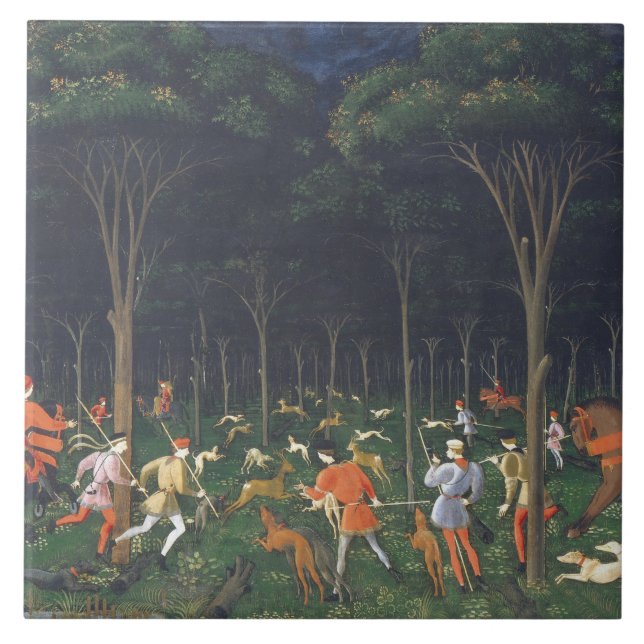 Hunt i skogen (av Paolo Uccello) Kakelplatta (Framsidan)