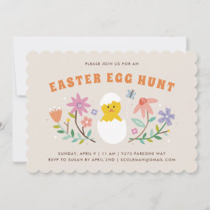 Hunt-inbjudan till Påskägget Hatched Blommigt - Be Inbjudningar