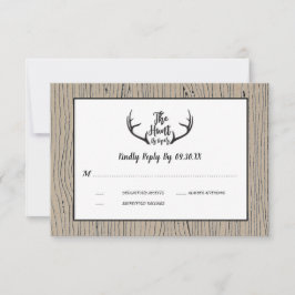 "Hunt is Over" Rustic Antler Barnwood Bröllop OSA Inbjudningar