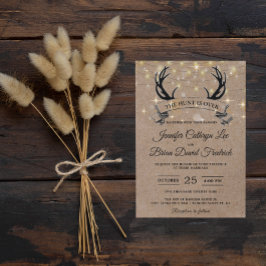 "Hunt is Over" Rustic Antler Strings Light Bröllop Inbjudningar
