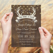 "Hunt is Over" Rustic Antler Strings Light Bröllop