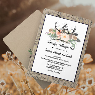 "Hunt is Over" Rustic Boho Blommigt Bröllop Inbjudningar