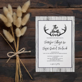 "Hunt is Over" Rustic Wood Antler Bröllop Inbjudningar