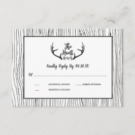 "Hunt is Over" Rustic Wood Antler Bröllop OSA Inbjudningar