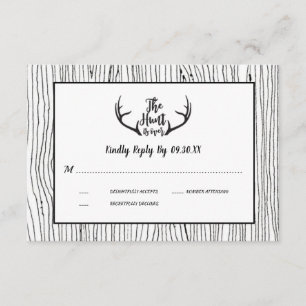 "Hunt is Over" Rustic Wood Antler Bröllop OSA Inbjudningar