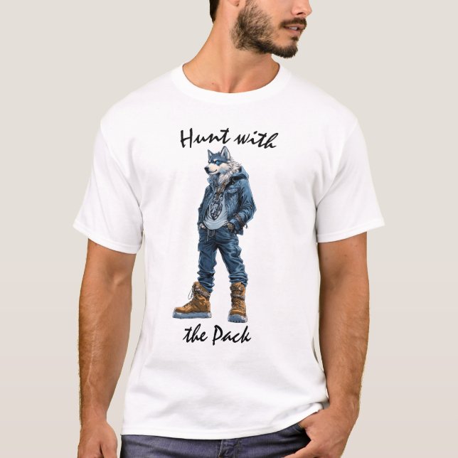 Hunt med Pack Varg Warrior T-Shirt (Framsida)