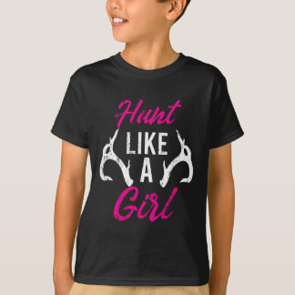 Hunt som en flicka.... Antler Hunters ger Hjort E T Shirt