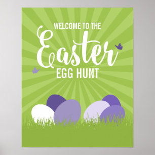 Hunt-tecken för Påskägget Ultra Violet & Grönt Pos Poster