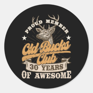 Hunter 30års födelsedag Gamla Bucks Klubb Manar 30 Runt Klistermärke