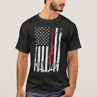 Hunter American Flagga USA Hunting Hjort Gift T Shirt
