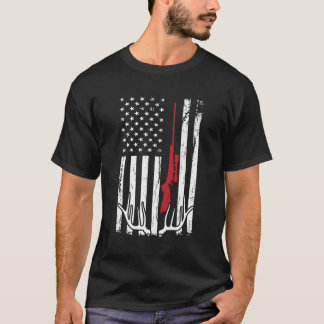 Hunter American Flagga Usa Hunting Hjort T Shirt