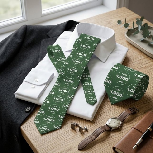 Hunter Anpassad Logotyp Upprepad Mönster Professio Slips (Hunter / Forest Green Custom Logo Repeat Pattern Professional Neck Tie)