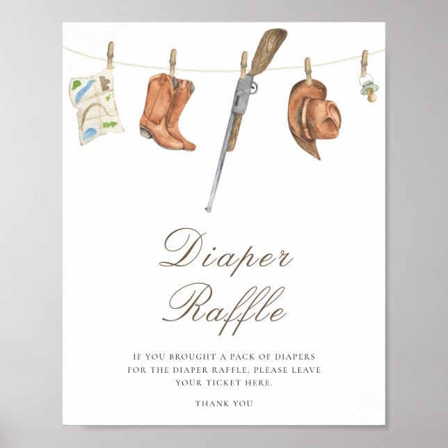 Hunter baby shower - diaper raffle poster (Framsidan)