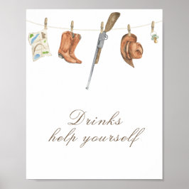 Hunter baby shower - drinks, help yourself poster