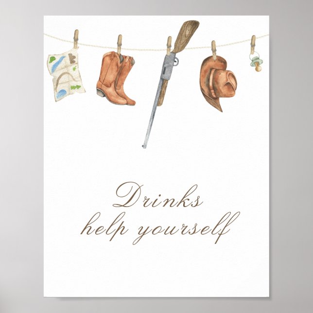 Hunter baby shower - drinks, help yourself poster (Framsidan)