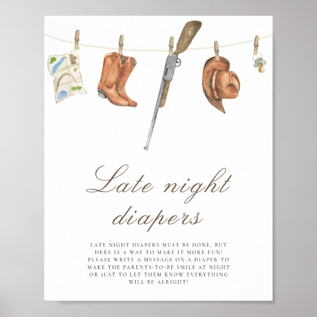 Hunter baby shower - Late night diapers game Poster (Framsidan)