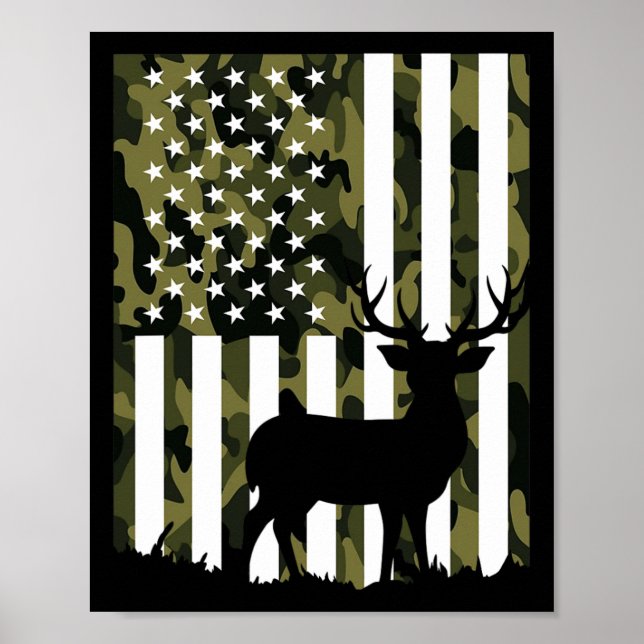 Hunter Camouflage Hunting Hunt Buck Elk American F Poster (Framsidan)